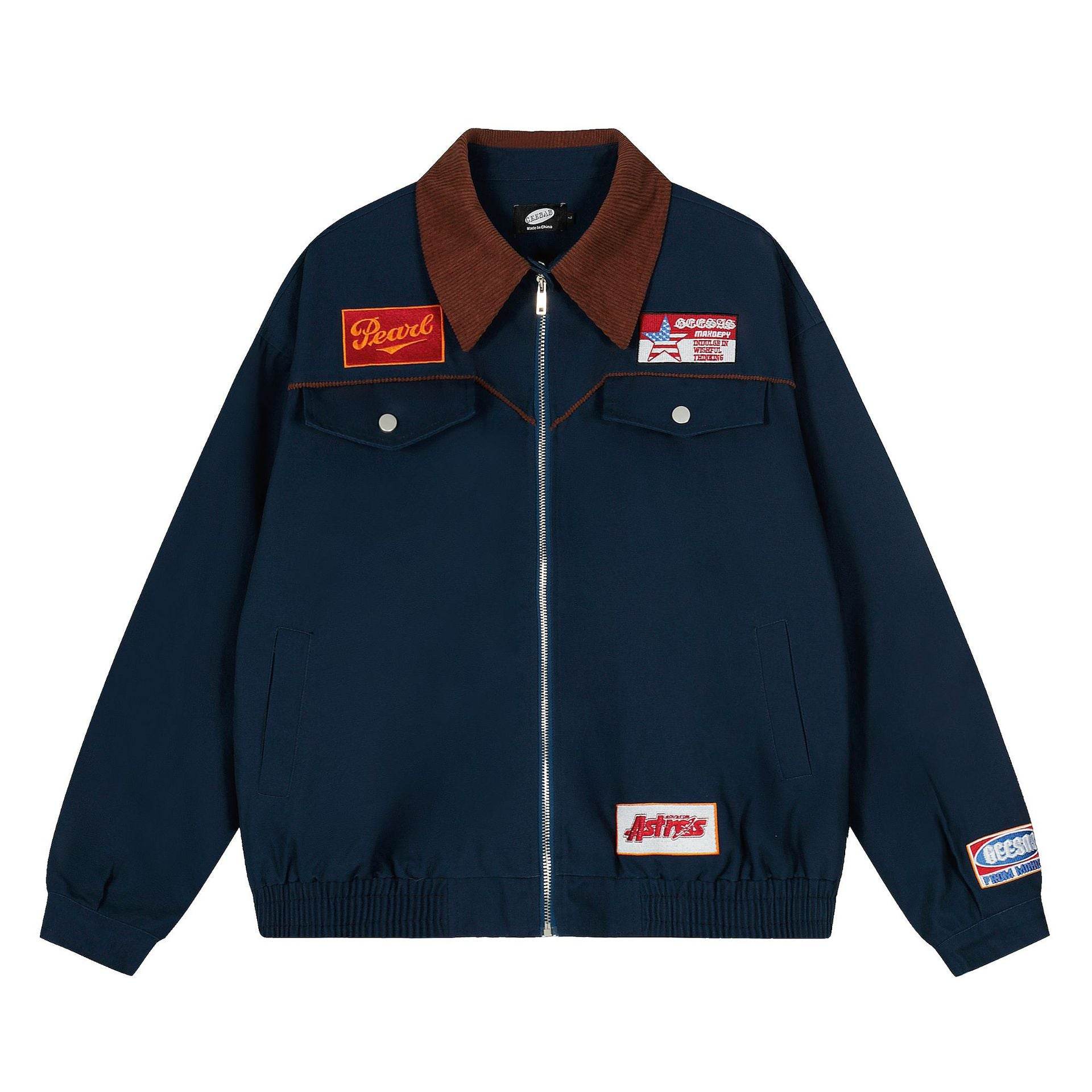 Campus style embroidered jacket for men and women | MuddyStock Originals Blue MuddyStock