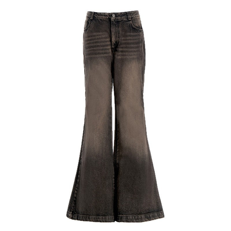 Black and gray spicy girl flared jeans for women