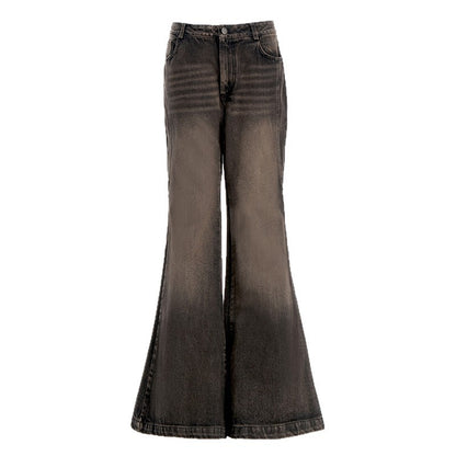 Black and gray spicy girl flared jeans for women
