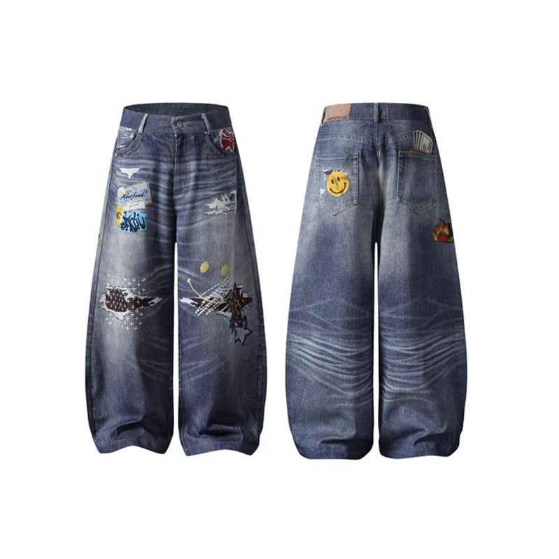 Embroidered Wide Leg Straight Leg Long Pants For Men And Women | MuddyStock Originals eprolo