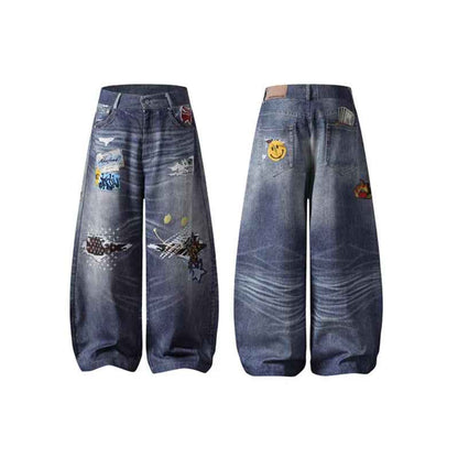 Embroidered Wide Leg Straight Leg Long Pants For Men And Women | MuddyStock Originals eprolo