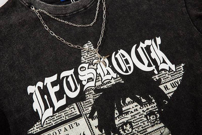 Retro Short-sleeved T-shirt With Necklace For Men and Women MuddyStock
