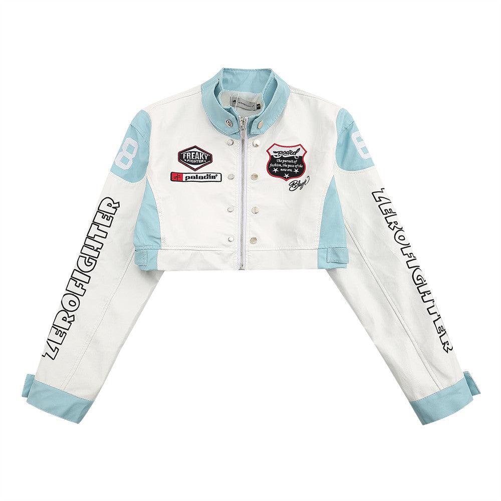 Casual Stitched PU Leather Jacket for Women | MuddyStock Originals Blue