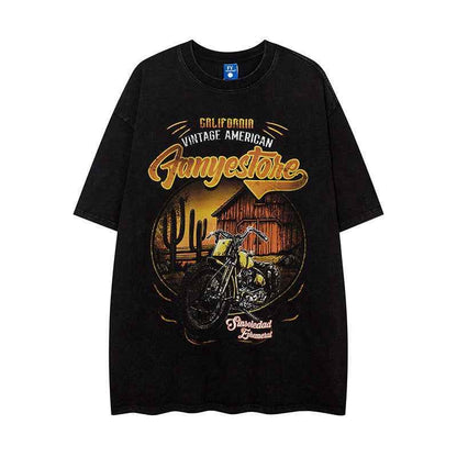 Hand-painted Motorbike Printed Short Sleeve For Men MuddyStock