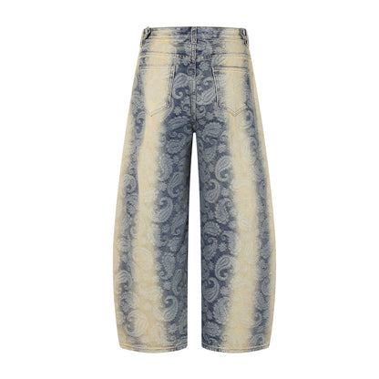 Men's Jacquard gradient washed denim jeans with curved edges | MuddyStock Originals