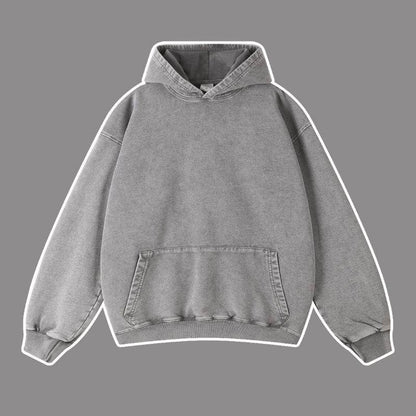 Vintage distressed washed pullover hoodie loose fitting unisex | MuddyStock Originals light gray MuddyStock