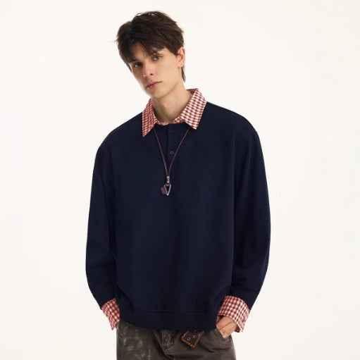 Retro Style American Fake Two Piece Sweater null