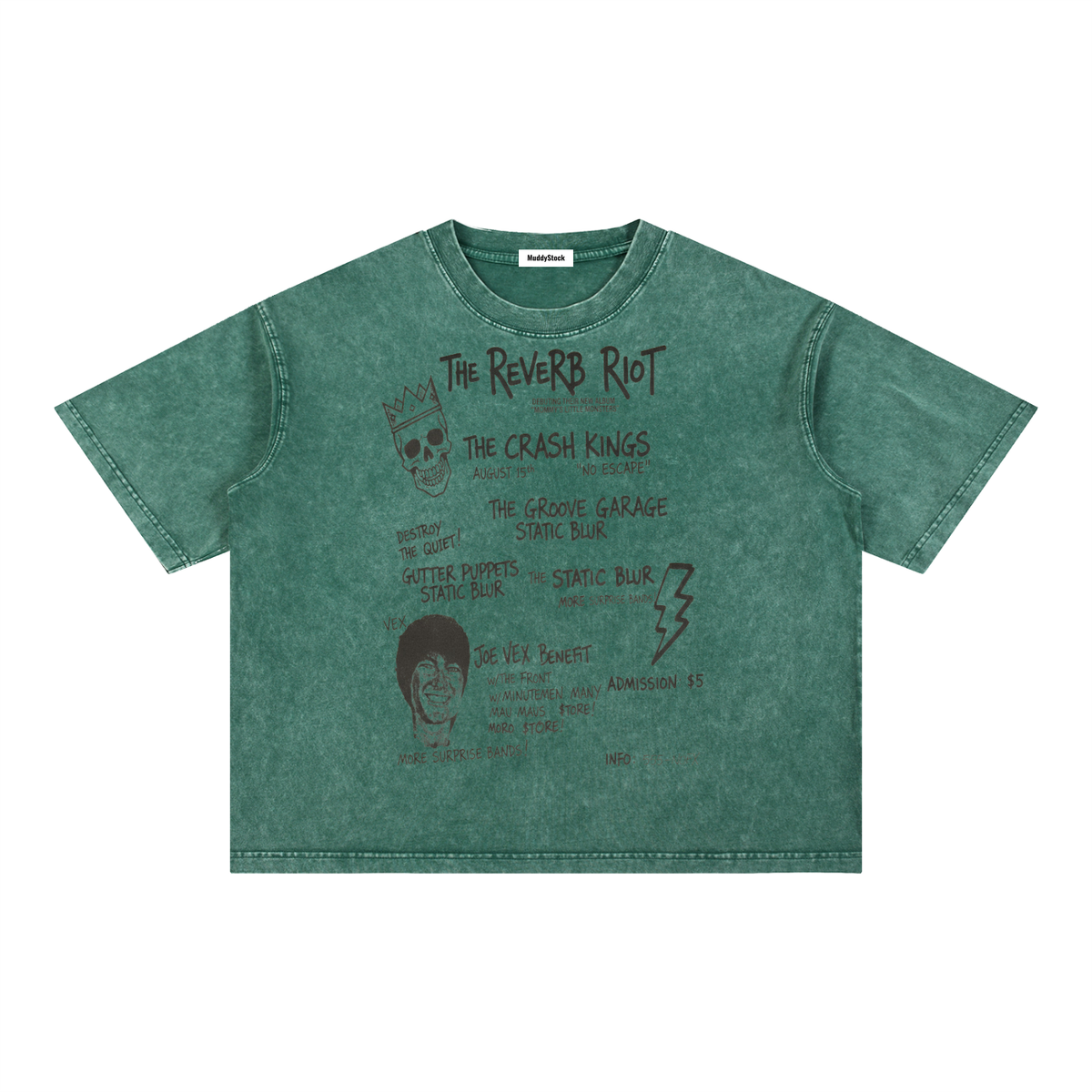 Mineral Wash Boxy Cotton T-Shirt For Men | MuddyStock Originals Blackish Green