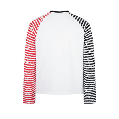 Striped patchwork shoulder long sleeved T-shirt for men | MuddyStock Originals
