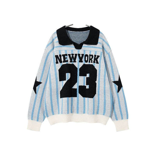 Retro Striped Number Jacquard Sweater For Men And Women | MuddyStock Originals MuddyStock