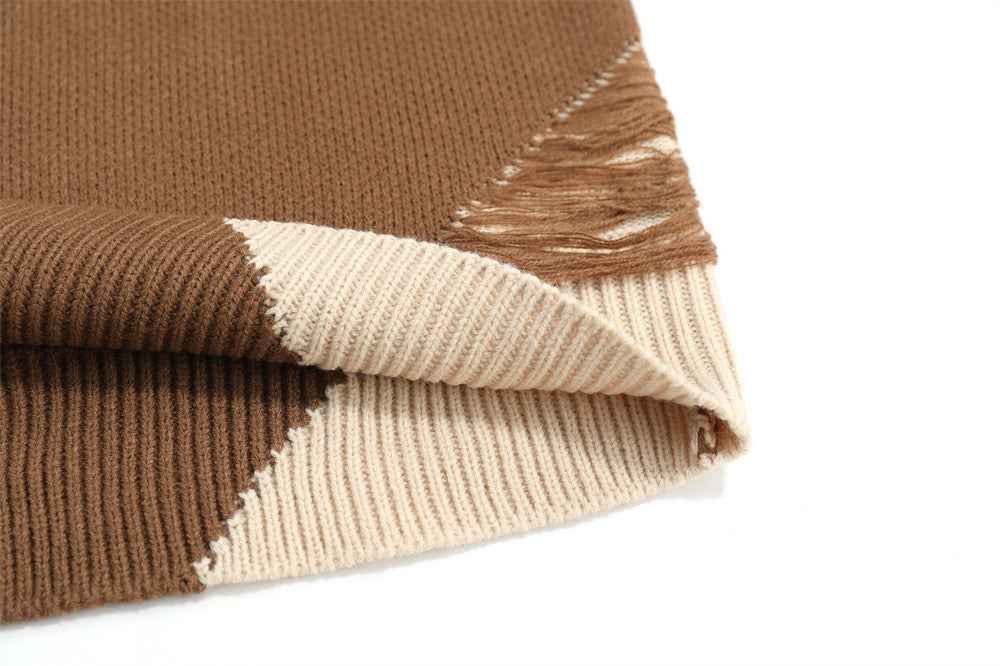 Stitching Fake Two-piece Round Neck Sweater For Men null