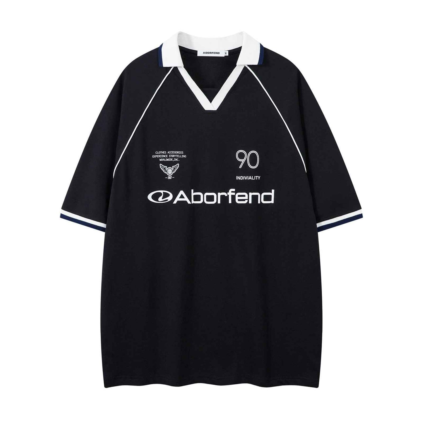 Letter Print Turn-Down Collar Short Sleeve T-Shirt For Men | MuddyStock Originals Black MuddyStock