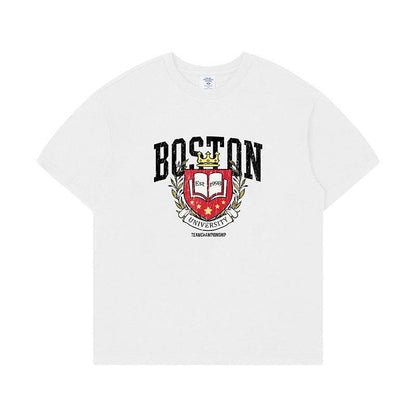Retro Printed Loose T-shirt For Men And Women White MuddyStock
