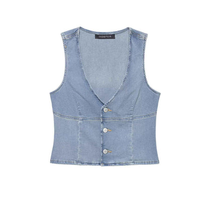 French street slim fit vest top for women | MuddyStock Originals Light blue