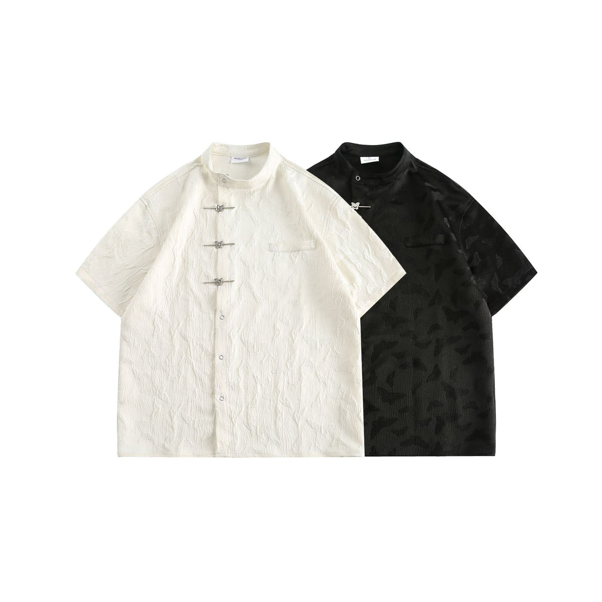 Short sleeved metal button men's shirt T-shirt