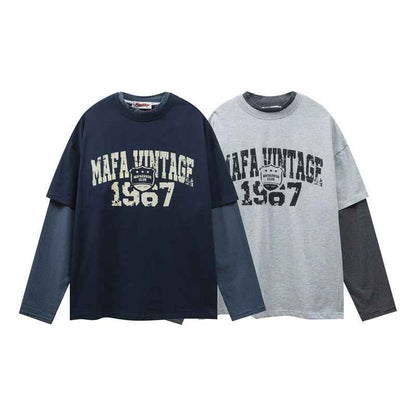 Two-Piece Letter Print Long Sleeve T-Shirt For Men | MuddyStock Originals MuddyStock