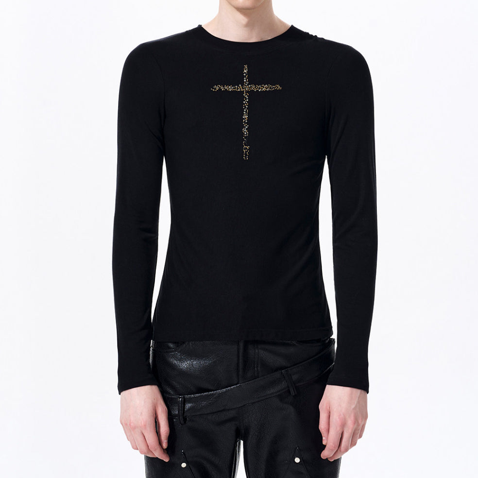 Men's Crew-neck Cross Long-sleeve T-shirt