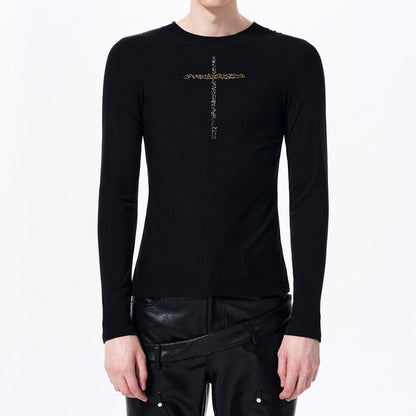 Men's Crew-neck Cross Long-sleeve T-shirt