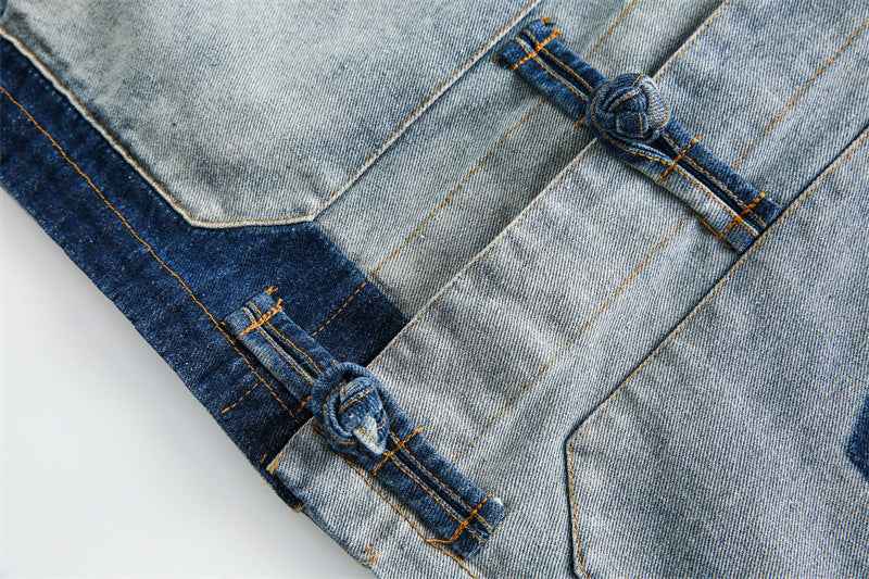 Women's Vintage Distressed Plate Buckle Polo Collar Jacket