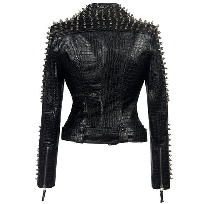 Short leather jacket for women