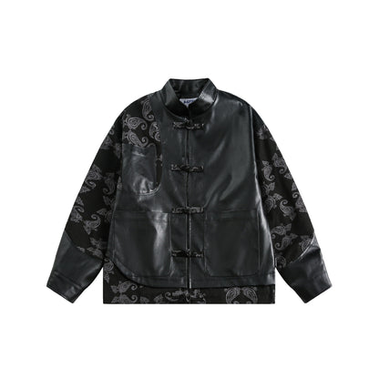 PU Leather Jacket with Patchwork Design for Women | MuddyStock Originals