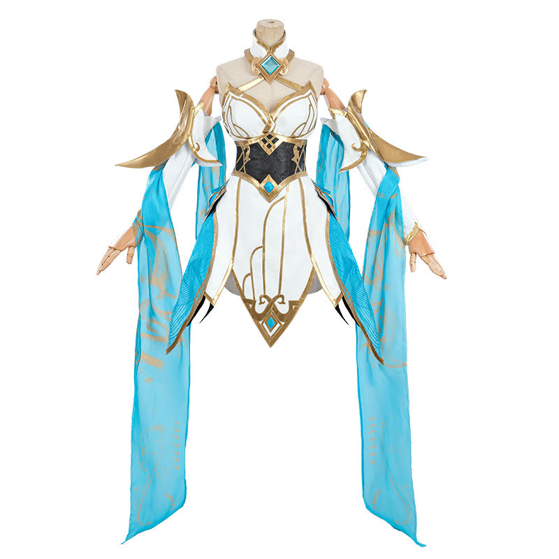 League of Legends Jade Sword Legend: Erelia Blade Girl cosplay costume set for women Knife girl cosplay+headwear pair