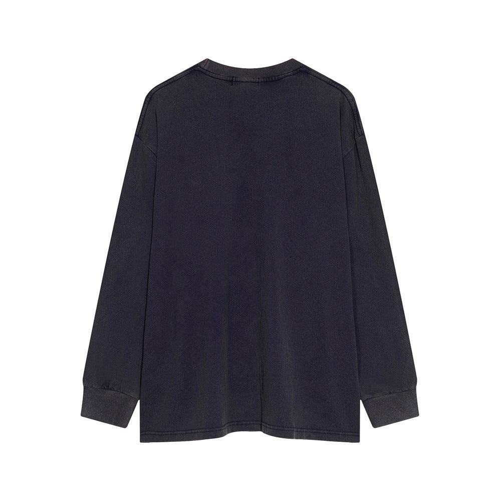 Men's Punk Wash Pure Cotton Long Sleeve t-shirt null