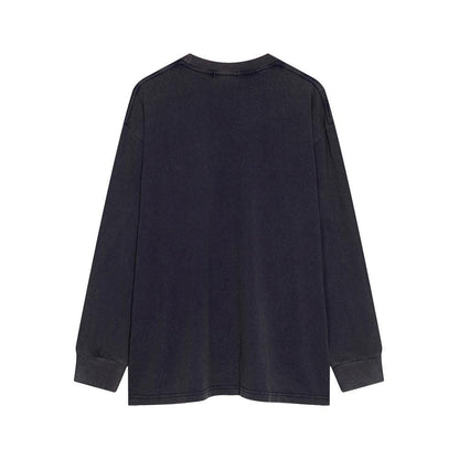 Men's Punk Wash Pure Cotton Long Sleeve t-shirt null