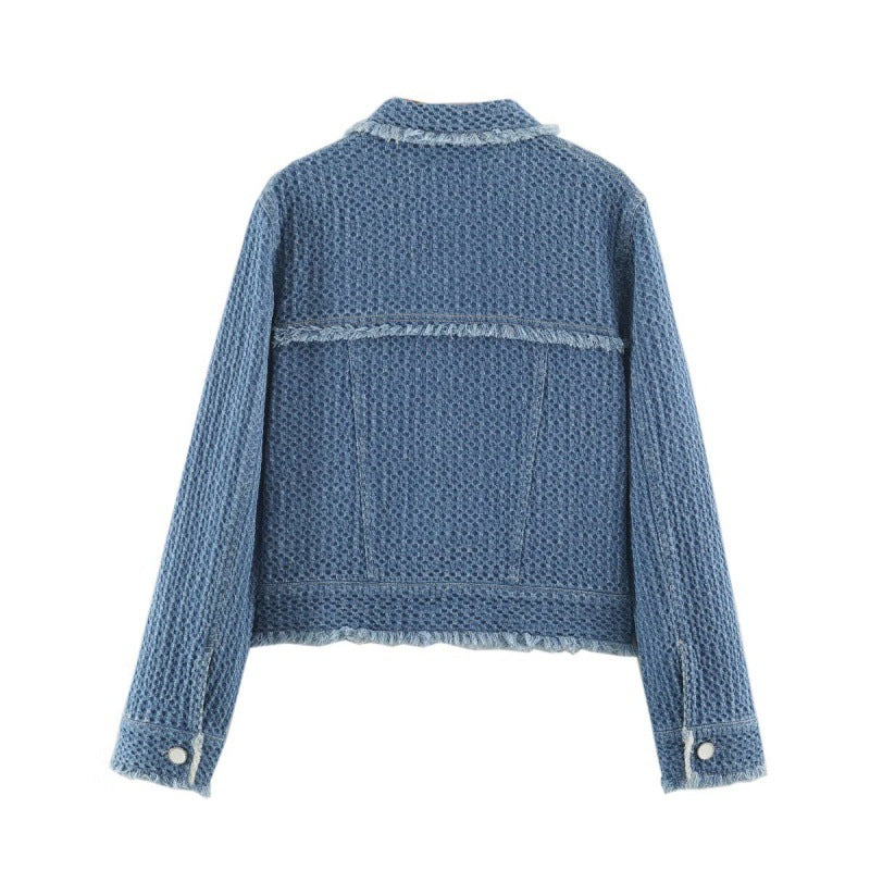 Versatile Long-sleeve Lapel-collar Cotton Denim Jacket All Products