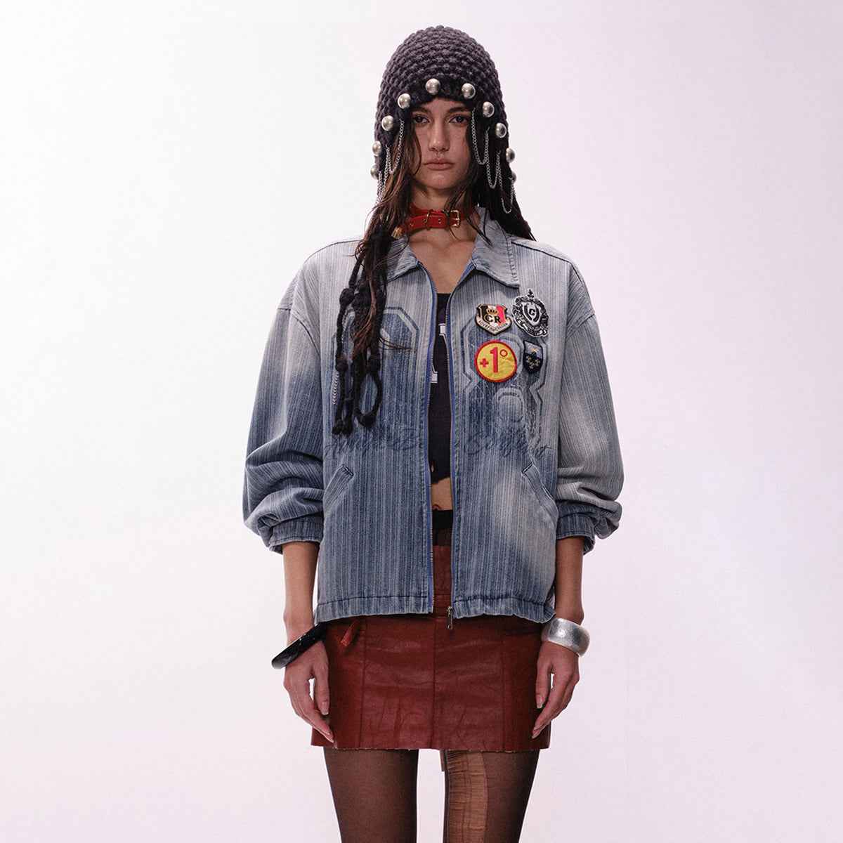 Washed gradient denim jacket for women | MuddyStock Originals