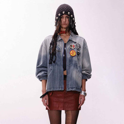 Washed gradient denim jacket for women | MuddyStock Originals
