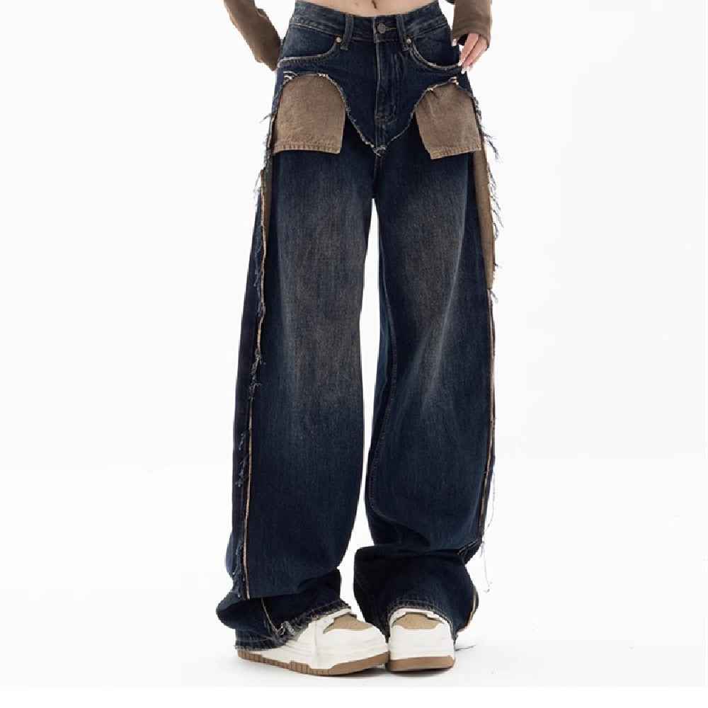 New Niche Design Contrast Color Jeans For Women MuddyStock