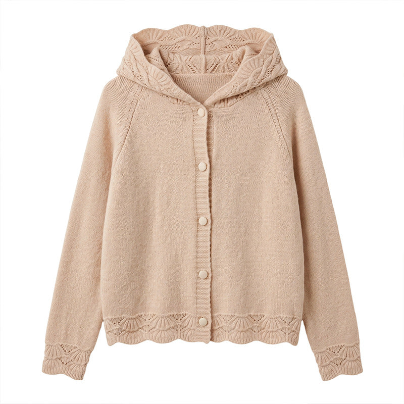 Hollow lace long sleeved hoodie for women | MuddyStock Originals Pink One Size