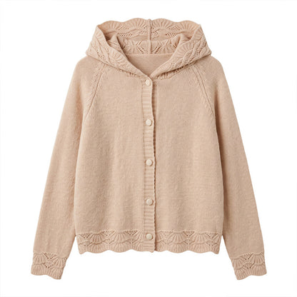 Hollow lace long sleeved hoodie for women | MuddyStock Originals Pink One Size
