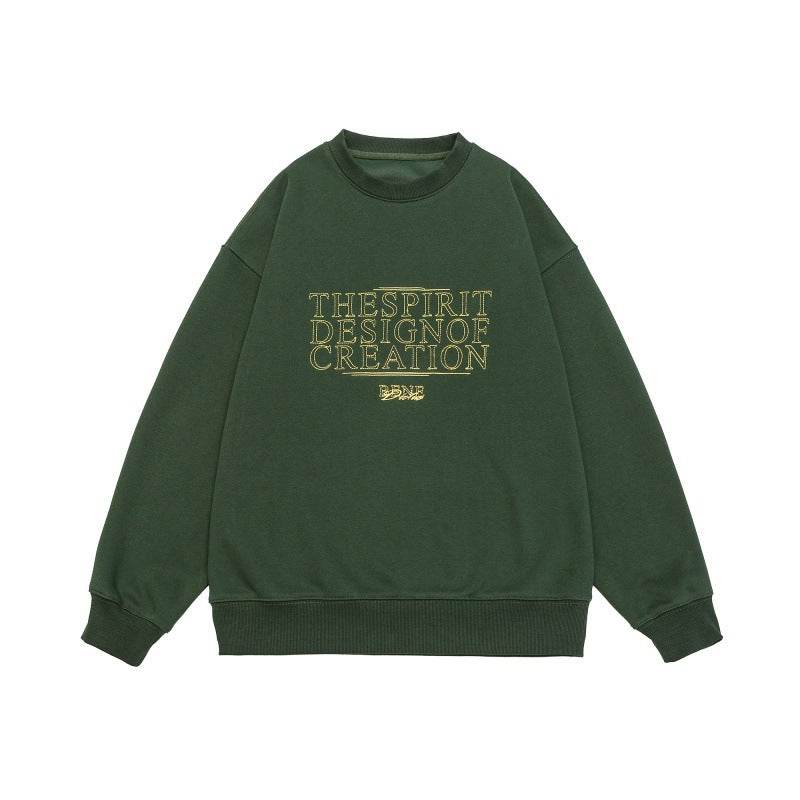 Letter Embroidery Round Neck Loose Retro Sweatshirt For Men And Women | MuddyStock Originals MuddyStock
