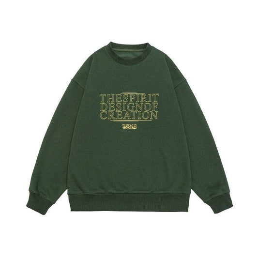 Letter Embroidery Round Neck Loose Retro Sweatshirt For Men And Women | MuddyStock Originals MuddyStock