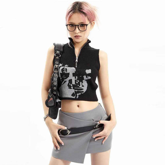 Women's Summer Short Turtleneck Sleeveless Vest MuddyStock