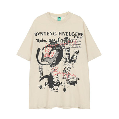Abstract Animal Kitten Sports Short Sleeve T-shirt For Men And Women Apricot MuddyStock