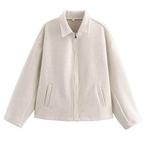 Loose Casual Women's Jacket Beige Apricot