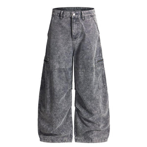Baggy Pants With A Utility-style Design Featuring Multiple Pockets And Zip Fly For Men Dark Gray All Products