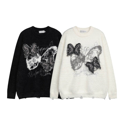 Jacquard Butterfly Applique Knit Sweater for Women | MuddyStock Originals MuddyStock