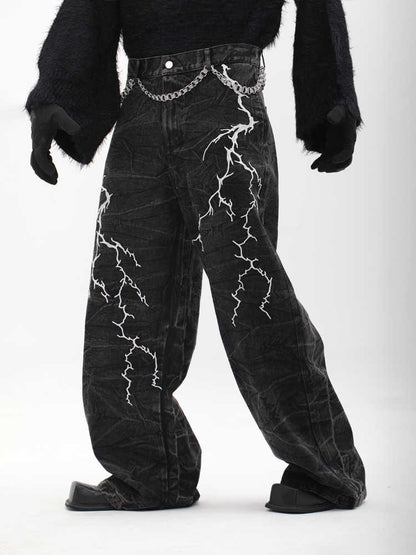 American-style Vintage Niche Washed Denim Jeans For Men