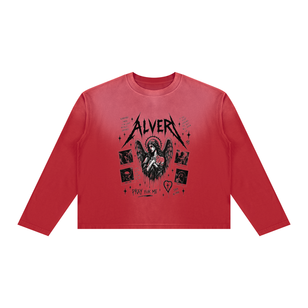 Sunfade Boxy Long Sleeve T-Shirt For Men | MuddyStock Originals Red