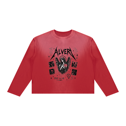 Sunfade Boxy Long Sleeve T-Shirt For Men | MuddyStock Originals Red