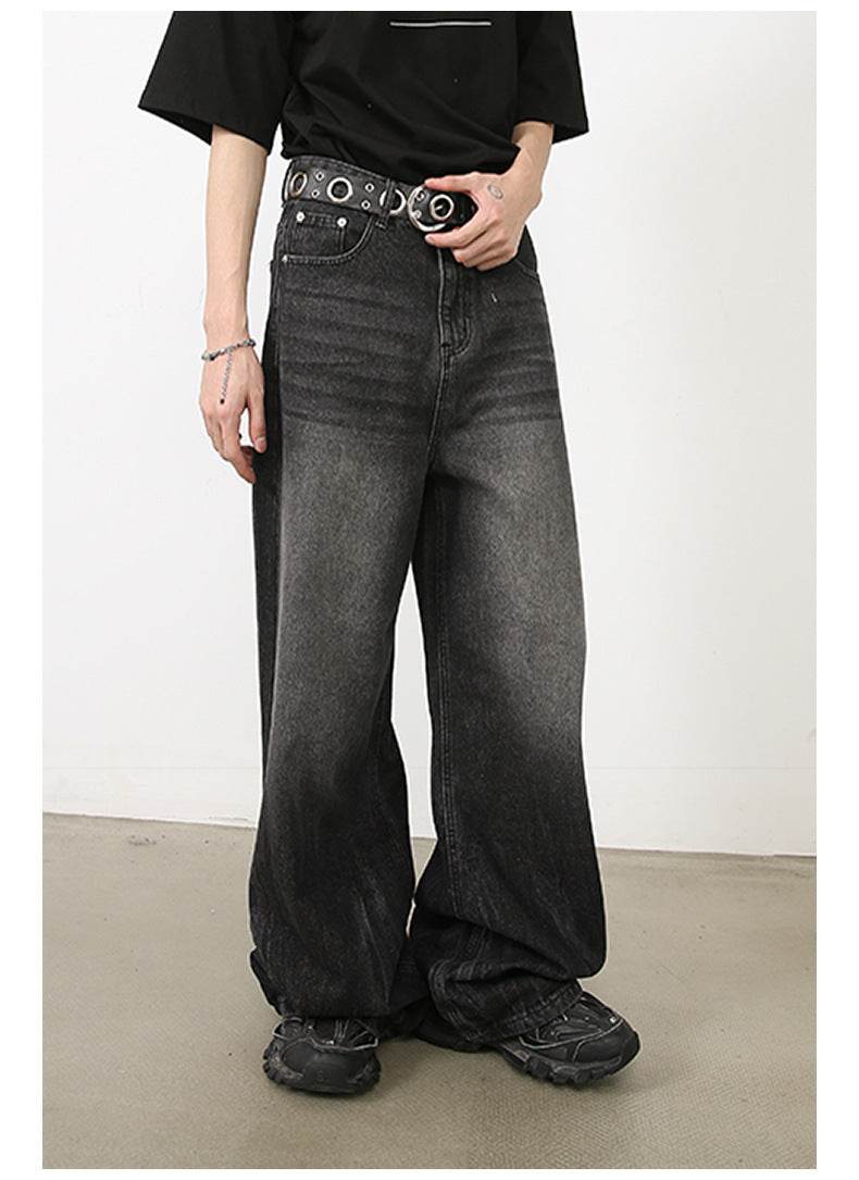 Men's Loose Straight-leg Denim Retro Tattered Jeans Wide Leg Pants MuddyStock