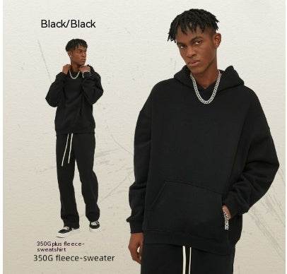 Thick Hooded Trendy Sweater For Men And Women Black XXL MuddyStock