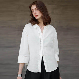 Lace-Up Placket Hollow Design Women's Shirt | MuddyStock Originals Off-white