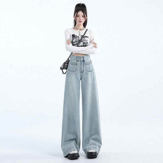 Women's American-style Retro Loose Wide Jeans MuddyStock