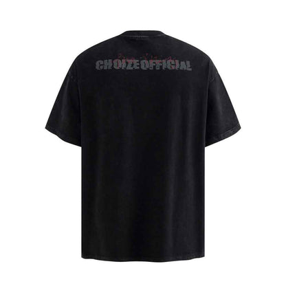 Character printed vintage short sleeved t-shirt