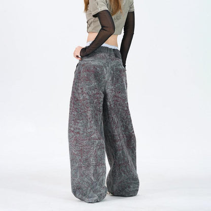 Contrast Graphic Panel Wide-Leg Jeans For Women | MuddyStock Originals